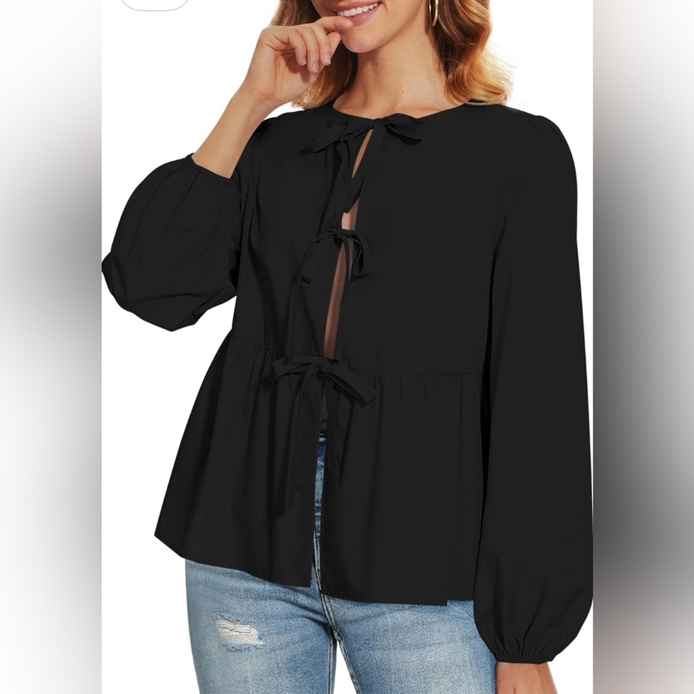 Casly Lamiit women’s Top Front Tie Long Sleeve Shirt  size XS